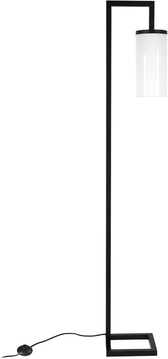 Evelyn&Zoe Malva 67.75" Tall Floor Lamp with Glass shade in Blackened Bronze/White