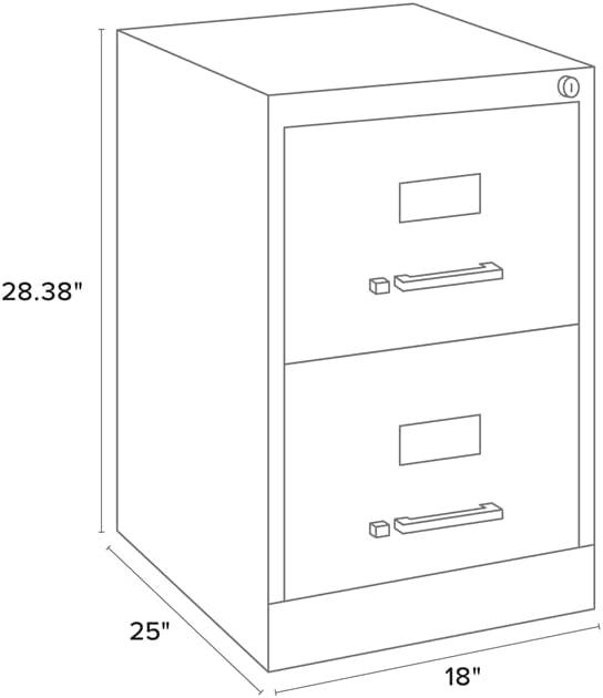 Black 2-Drawer Lockable Fire Resistant Legal Size Vertical File Cabinet