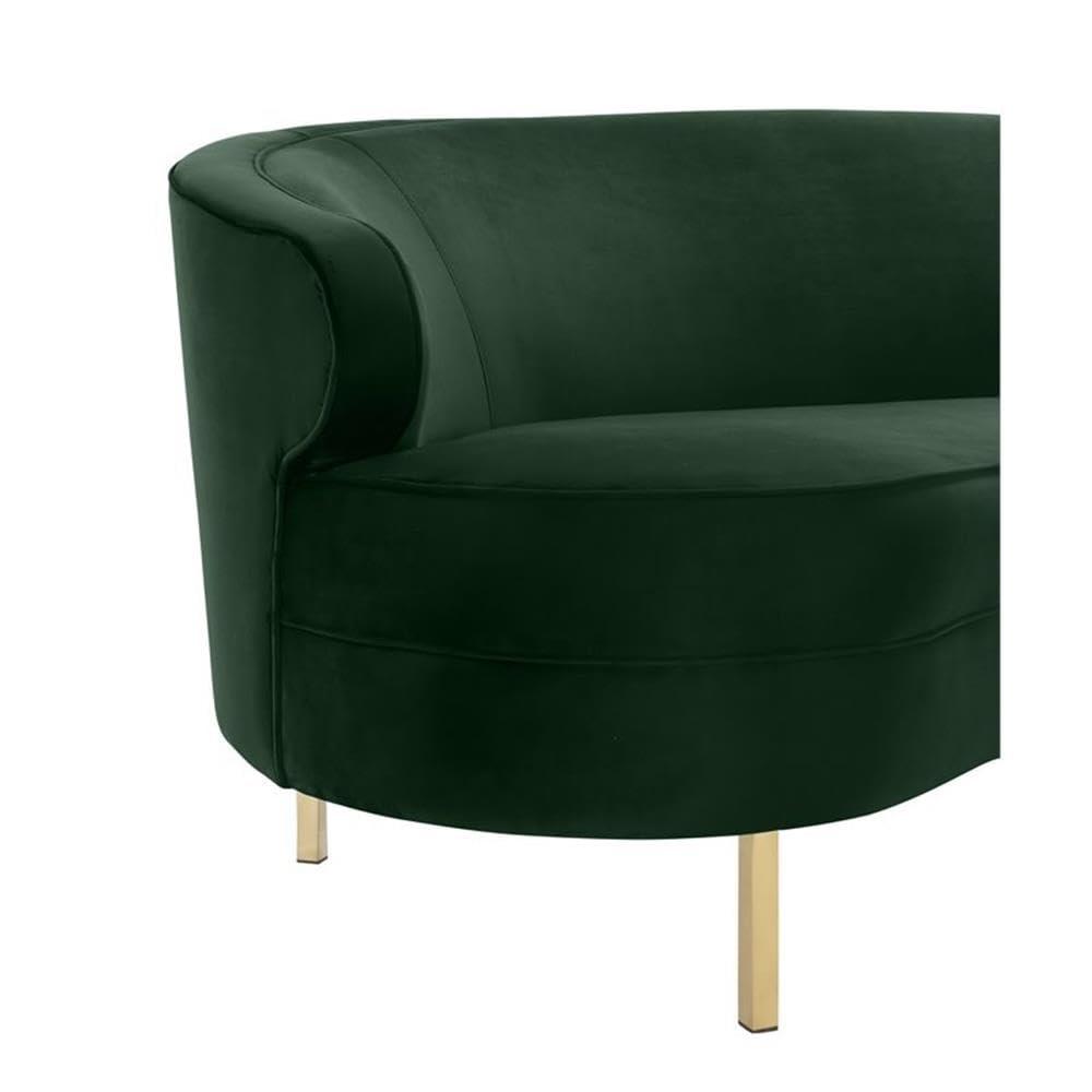 Elegant Baila Green Velvet 89" Sofa with Gold Stainless Steel Legs