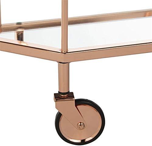 SAFAVIEH Silva 2 Tier Modern Glam Octagon Bar Cart with Casters, Rose Gold