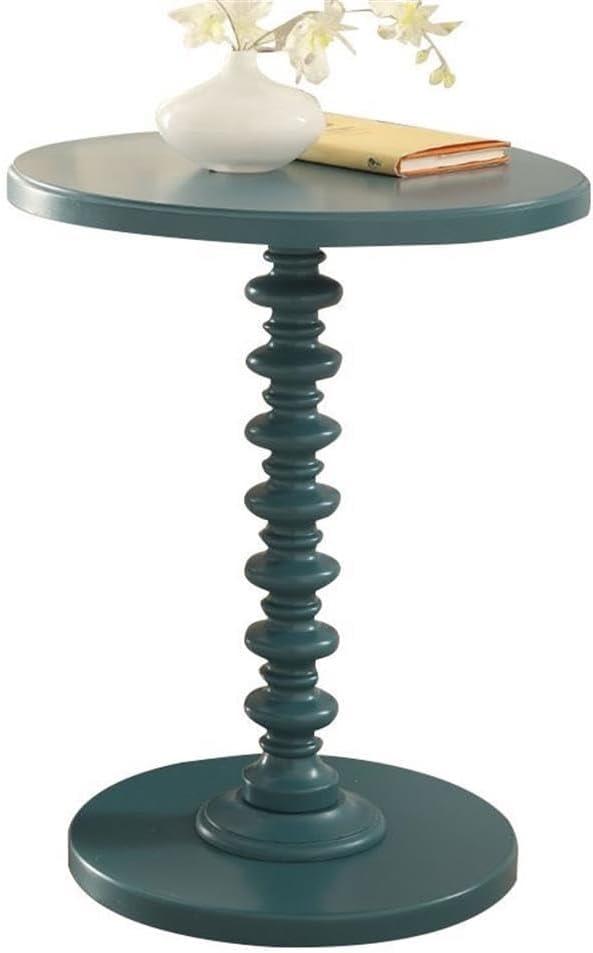 Astonishing Side Table With Round Top Teal Blue - Saltoro Sherpi