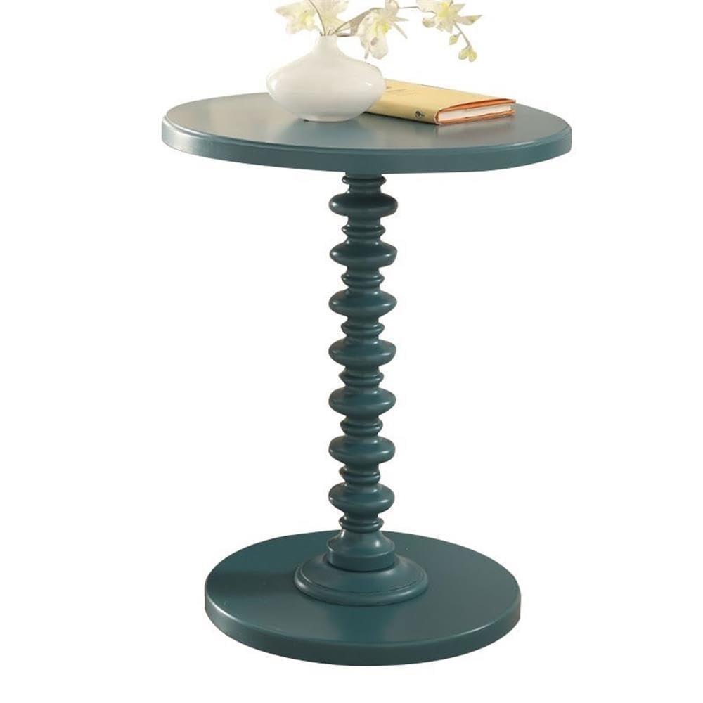 Astonishing Side Table With Round Top Teal Blue - Saltoro Sherpi