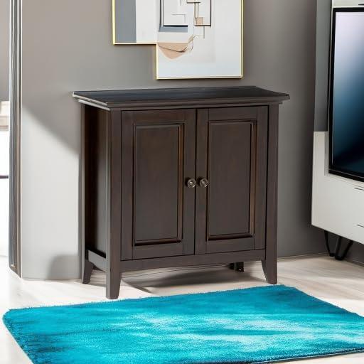 Simpli Home Amherst Solid Wood Low Storage Cabinet in Hickory Brown