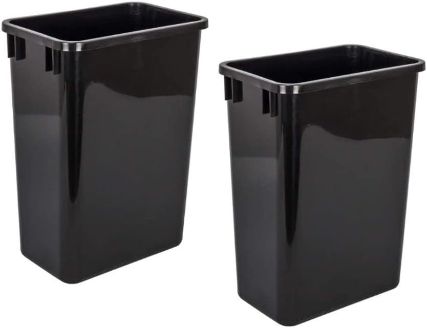 Black Plastic Pull-Out Kitchen Trash Can Set