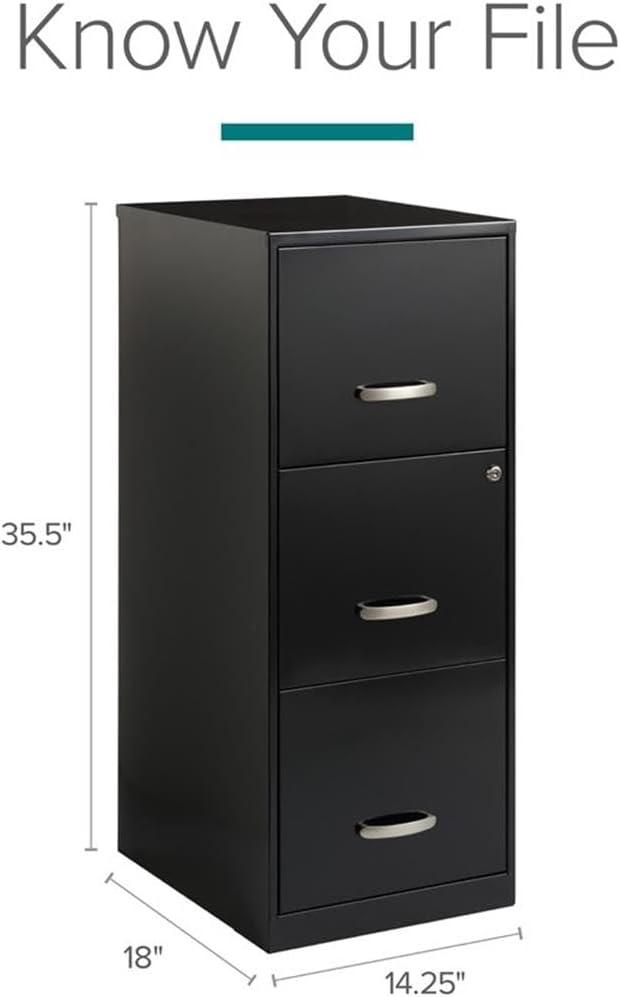 3 Drawers 35.5" Vertical Black Metal Filing Cabinet Lockable Pre-assembled Stationary Legal/Letter Size for   Office