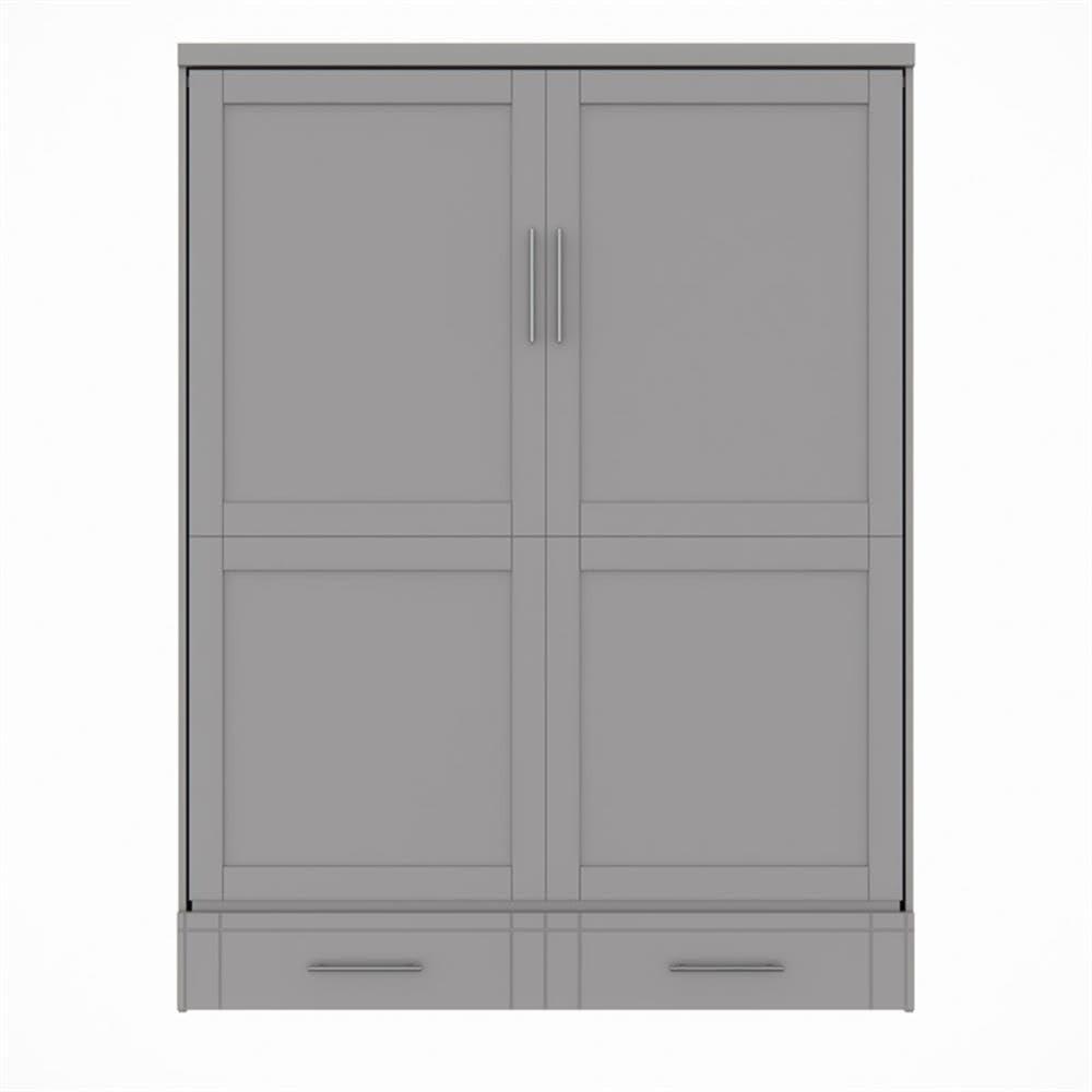 RoomAndLoft Modern Solid Wood Queen Murphy Wall Bed Gray