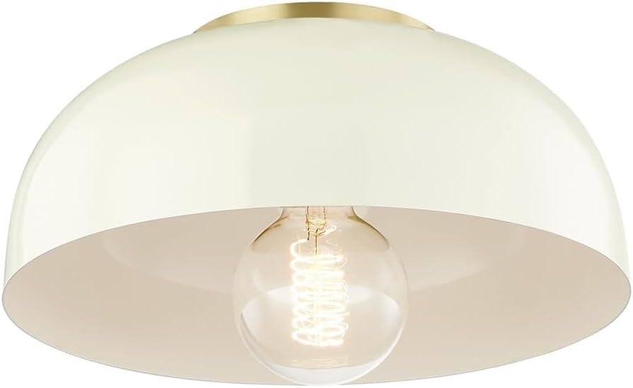 Dea Semi-Flush Mount Light - Aged Brass and Cream / Small