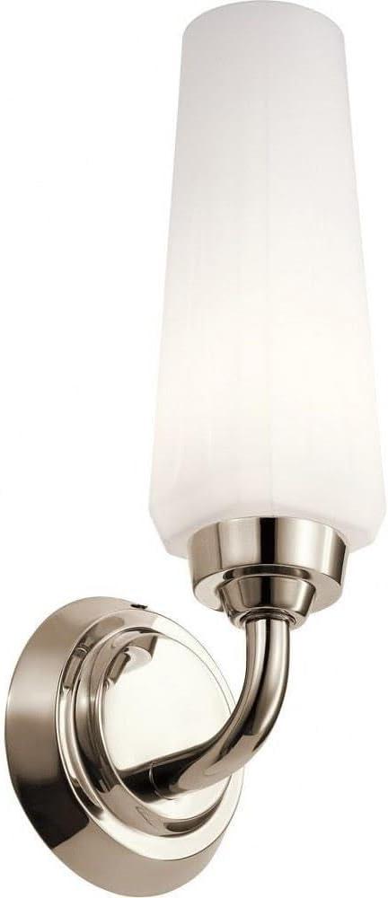 Polished Nickel Sconce with Satin Etched Opal Glass Shade