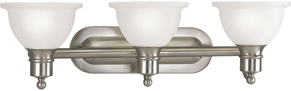 Progress Lighting Madison 3-Light Wall Bracket, Brushed Nickel, White Etched Glass