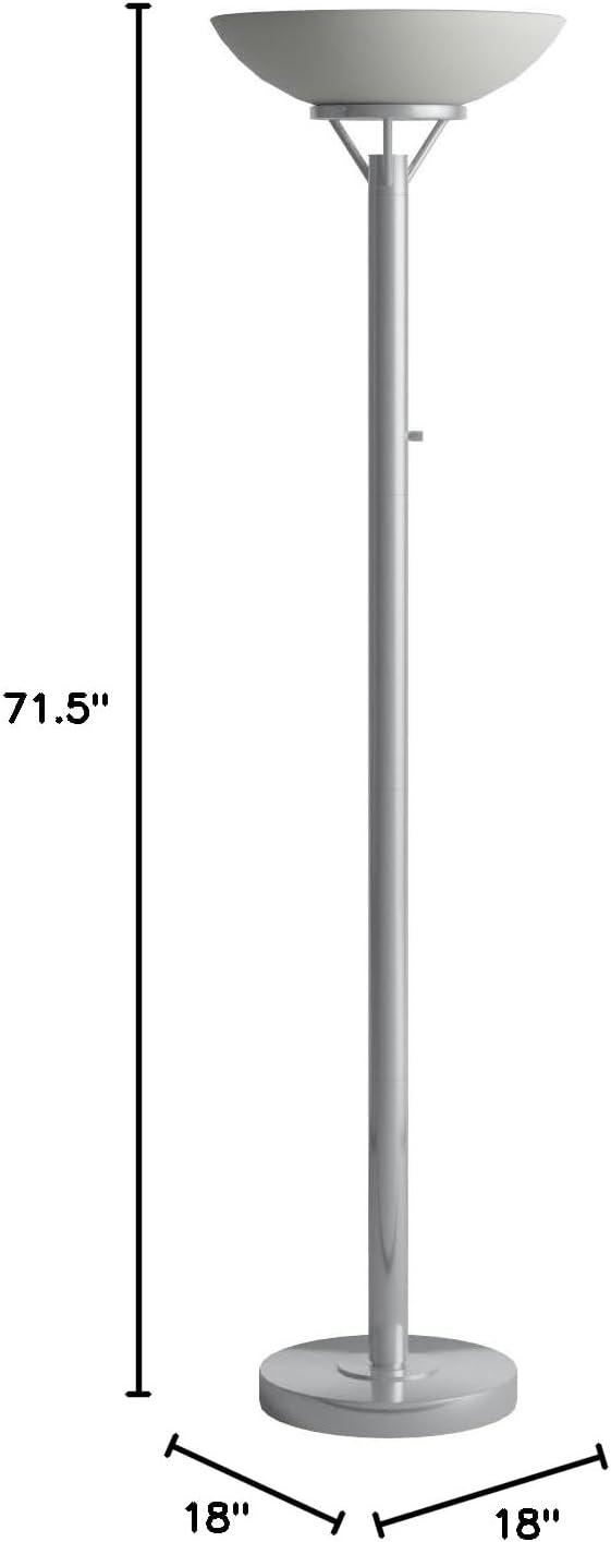 71.5" Expo Floor Lamp Silver - Adesso: ETL Listed, Metal Body, Glass Shade, 2 Sockets, Modern Design
