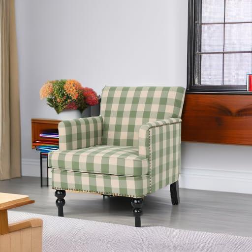 Christopher Knight Home Harrison Tufted Club Chair Green Checkerboard: Studded, Polyester Upholstery, Hardwood Frame