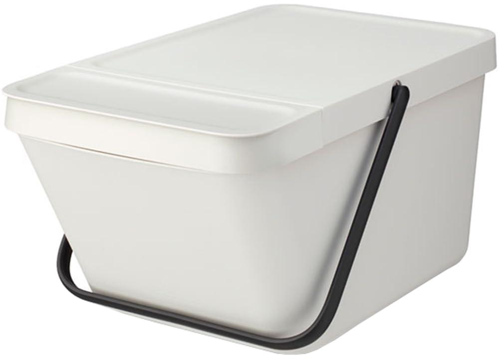 Light Gray Stackable Plastic Recycling Bin with Carry Handle