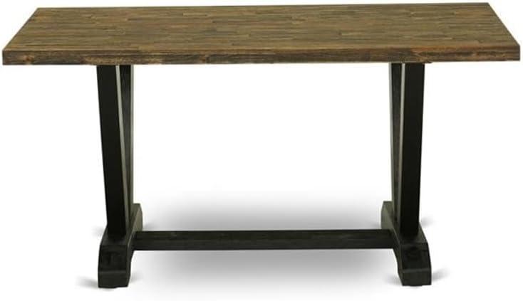 East West Furniture V-Style 36x60" Wood Dining Table in Black/Brown