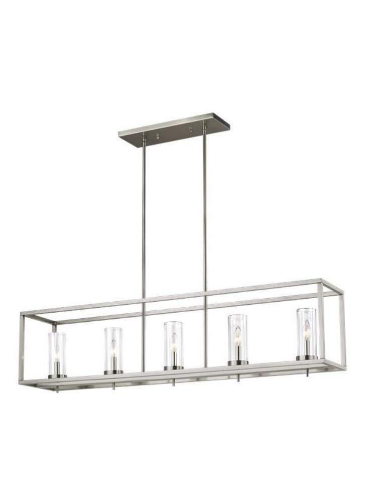 Zire 5-Light Brushed Nickel LED Island Pendant with Clear Glass Shades