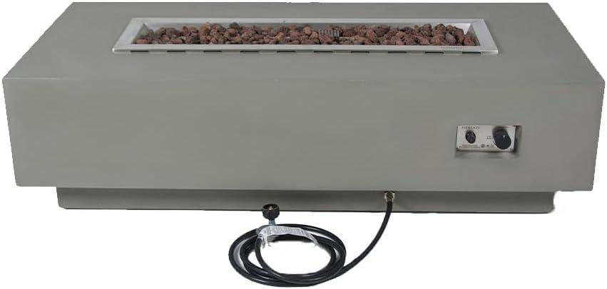 Granville 60" x 27" Rectangle Concrete Outdoor Fire Pit Table-by Elementi