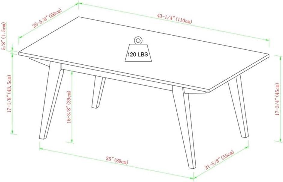 Black Solid Wood Japandi Minimalist Coffee Table, 43 Inch