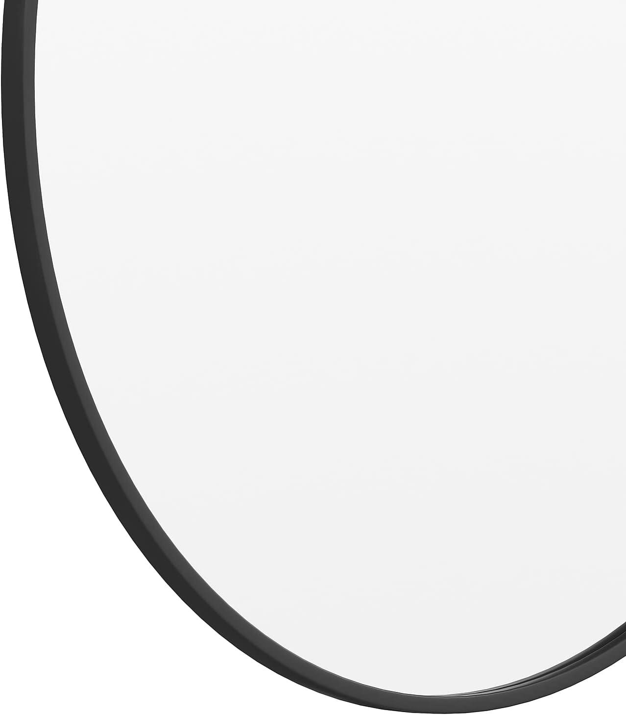 Flash Furniture Julianne 36" Round Black Metal Framed Wall Mirror - Large Accent Mirror for Bathroom, Vanity, Entryway, Dining Room, & Living Room