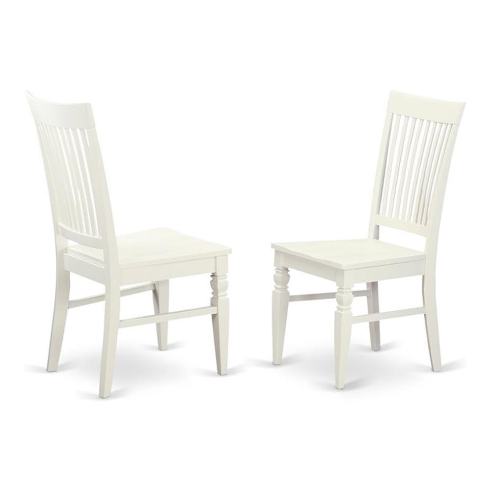 Weston Dining Chair with Wood Seat in Linen White Finish Pack of 2