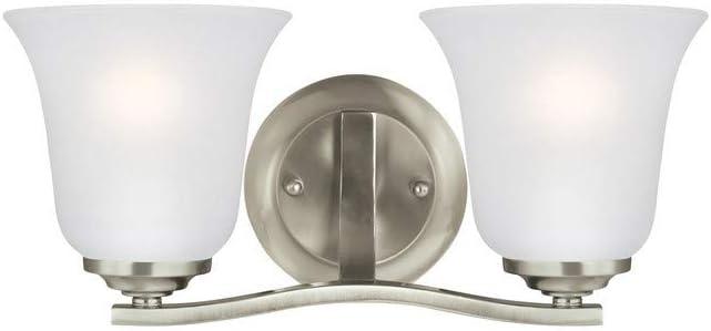 Brushed Nickel 2-Light Wall Sconce with Satin Etched Glass