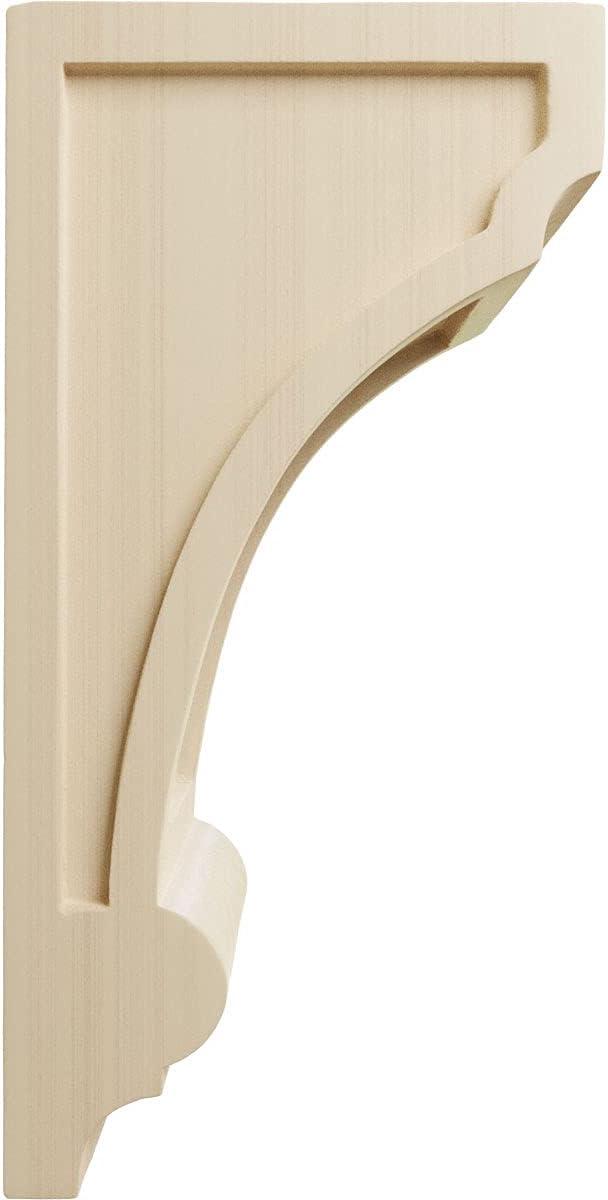 Natural Rubberwood Hand-Carved Decorative Corbel, 10" Height