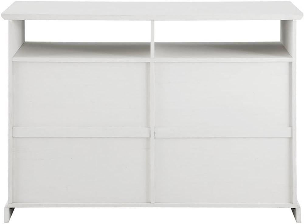 Transitional 48" Farmhouse Sliding Glass Door Sideboard in Brushed White