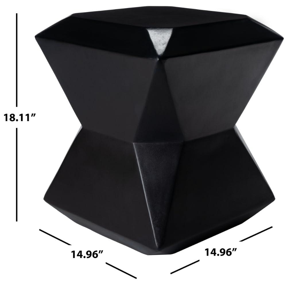 Conan Concrete Accent Stool - Indoor/Outdoor - VNN1030 - Black - Safavieh