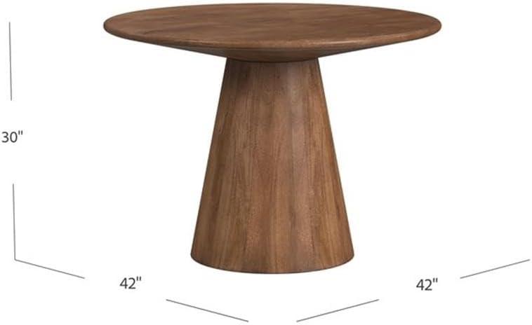 Chestnut Brown Round Mango Wood Dining Table