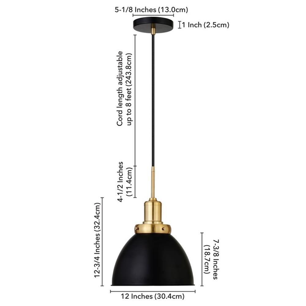 Evelyn&Zoe 12" Black/Brass Metal Pendant