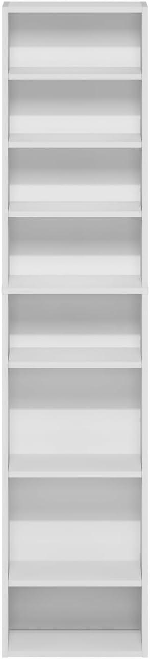Furinno Indo 8-Tier Adjustable Shelves Multimedia Media Storage Tower Rack, White