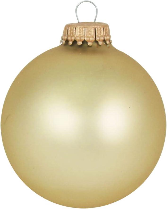 Christmas By Krebs 2 5/8" (67mm) Seamless Glass Ornament [8 Pieces], Decorated Designer Heirloom (Velvet Harvest Gold)