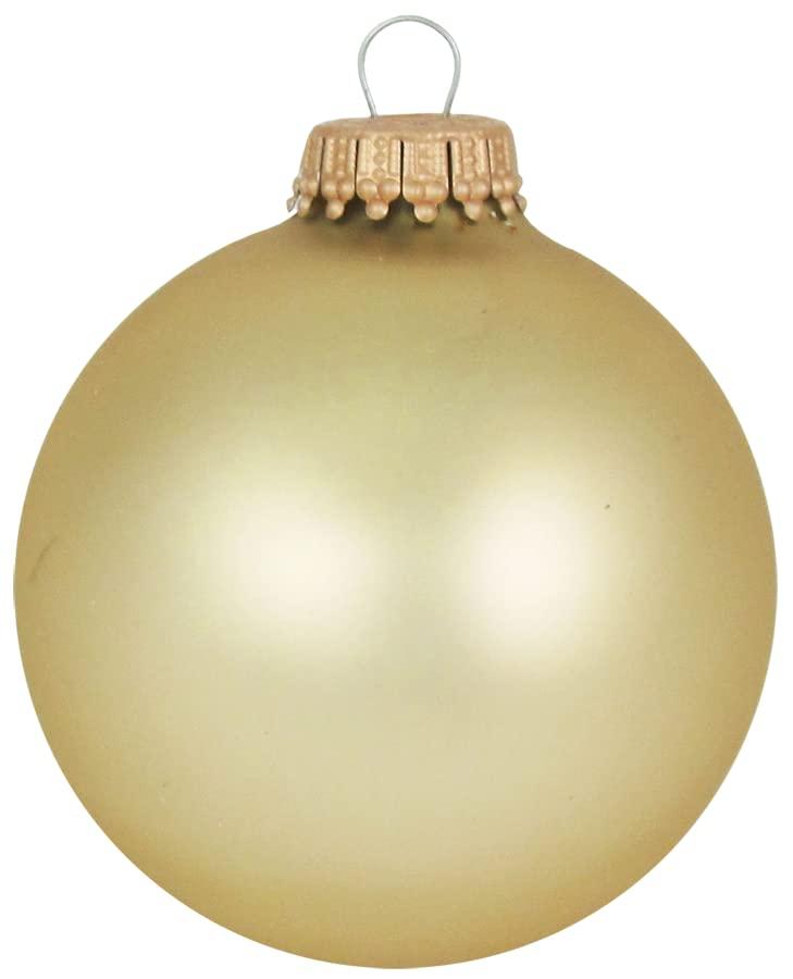 Christmas By Krebs 2 5/8" (67mm) Seamless Glass Ornament [8 Pieces], Decorated Designer Heirloom (Velvet Harvest Gold)