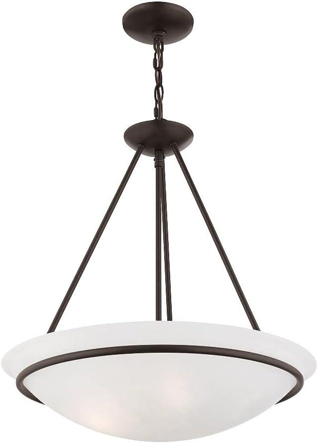 Newburgh 22" Bronze and White Alabaster Glass Bowl Pendant