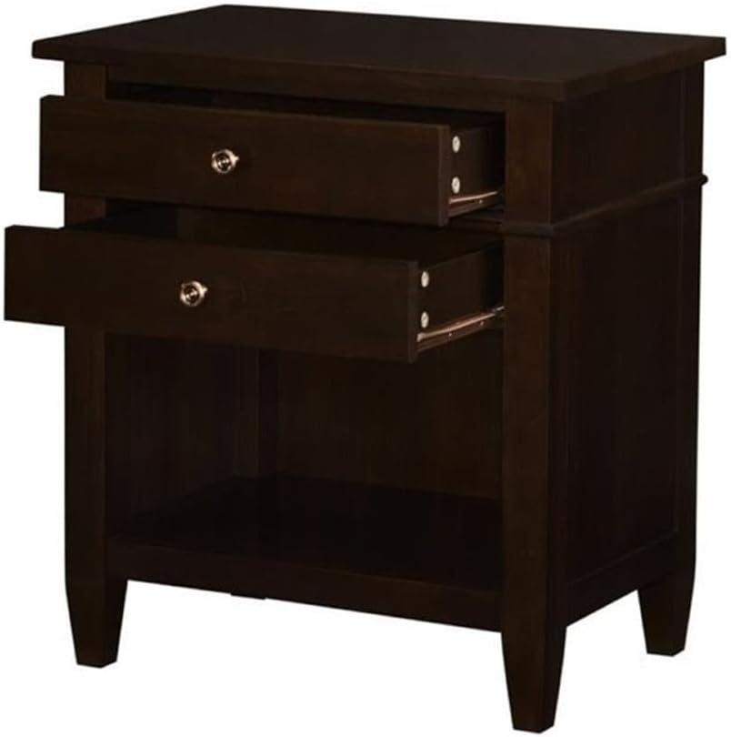 Simpli Home Carlton Wood 24" Transitional Bedside Nightstand Table in Brown