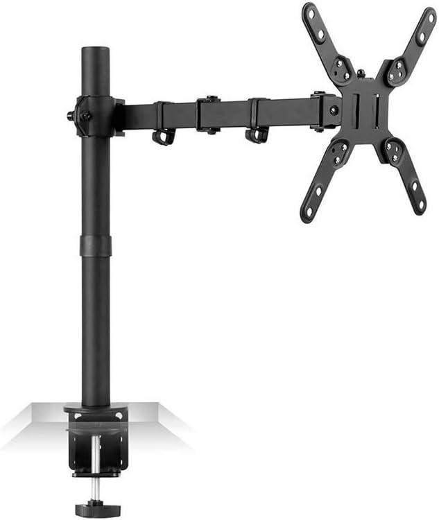 Black Adjustable Single Monitor Desk Mount with Full Motion Arm