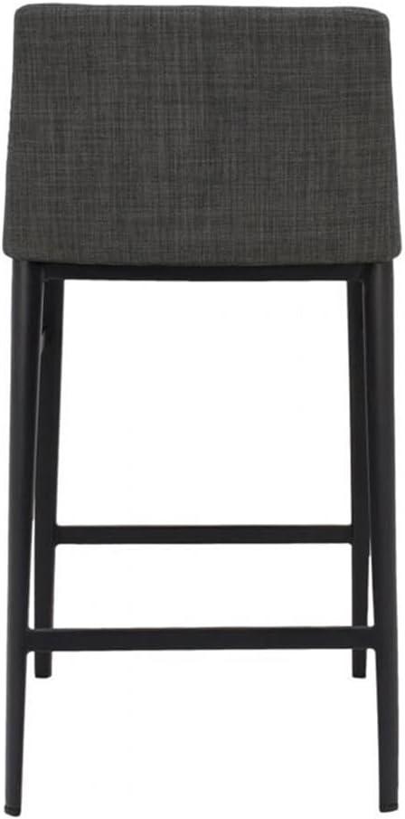 Contemporary Charcoal Gray Upholstered Counter Stool with Steel Legs