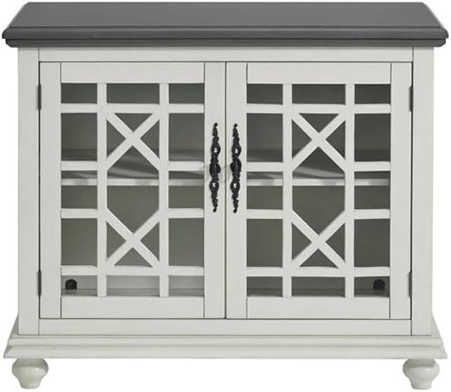 Martin Svensson Home Elegant Small Spaces TV Stand White with Gray Top