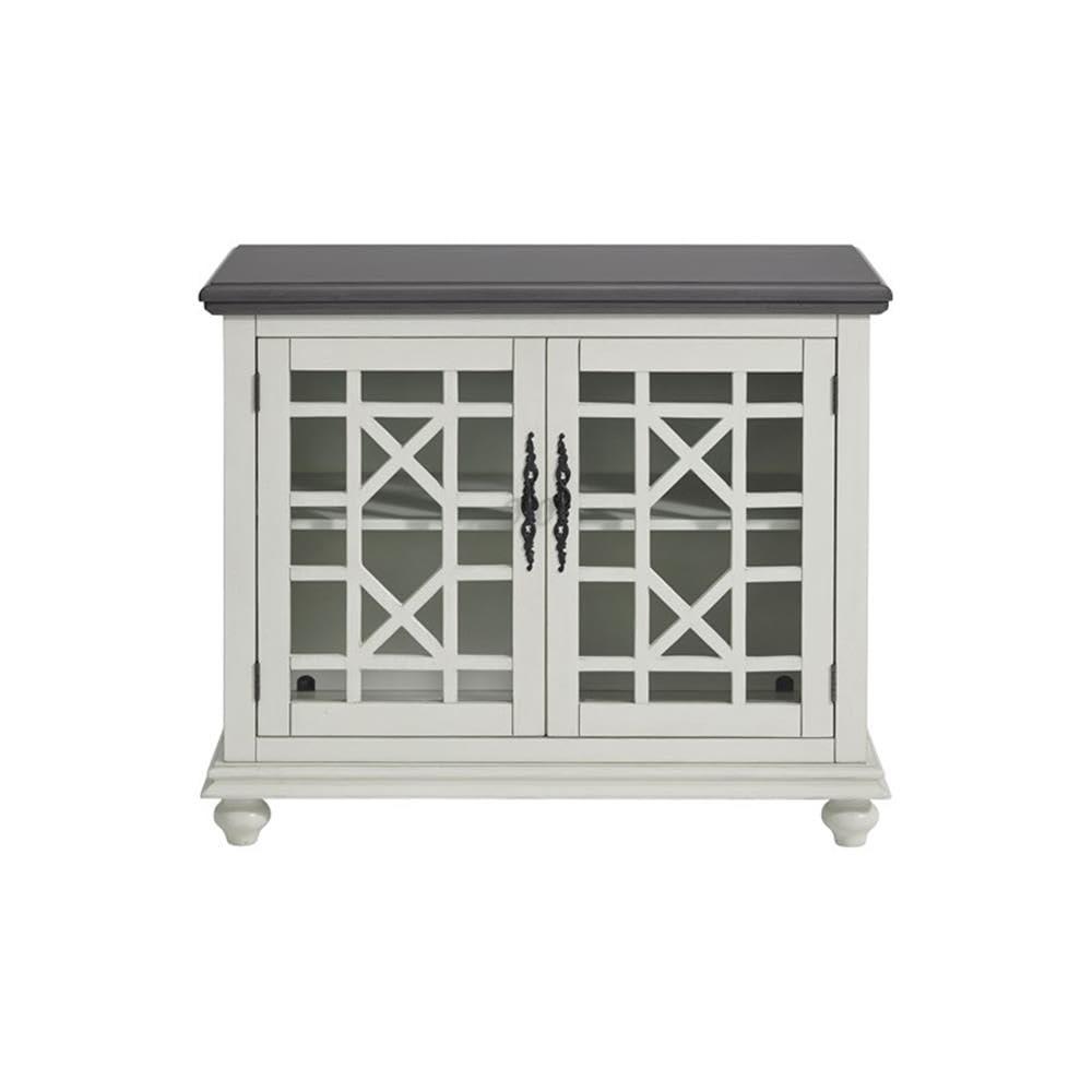 Martin Svensson Home Elegant Small Spaces TV Stand White with Gray Top