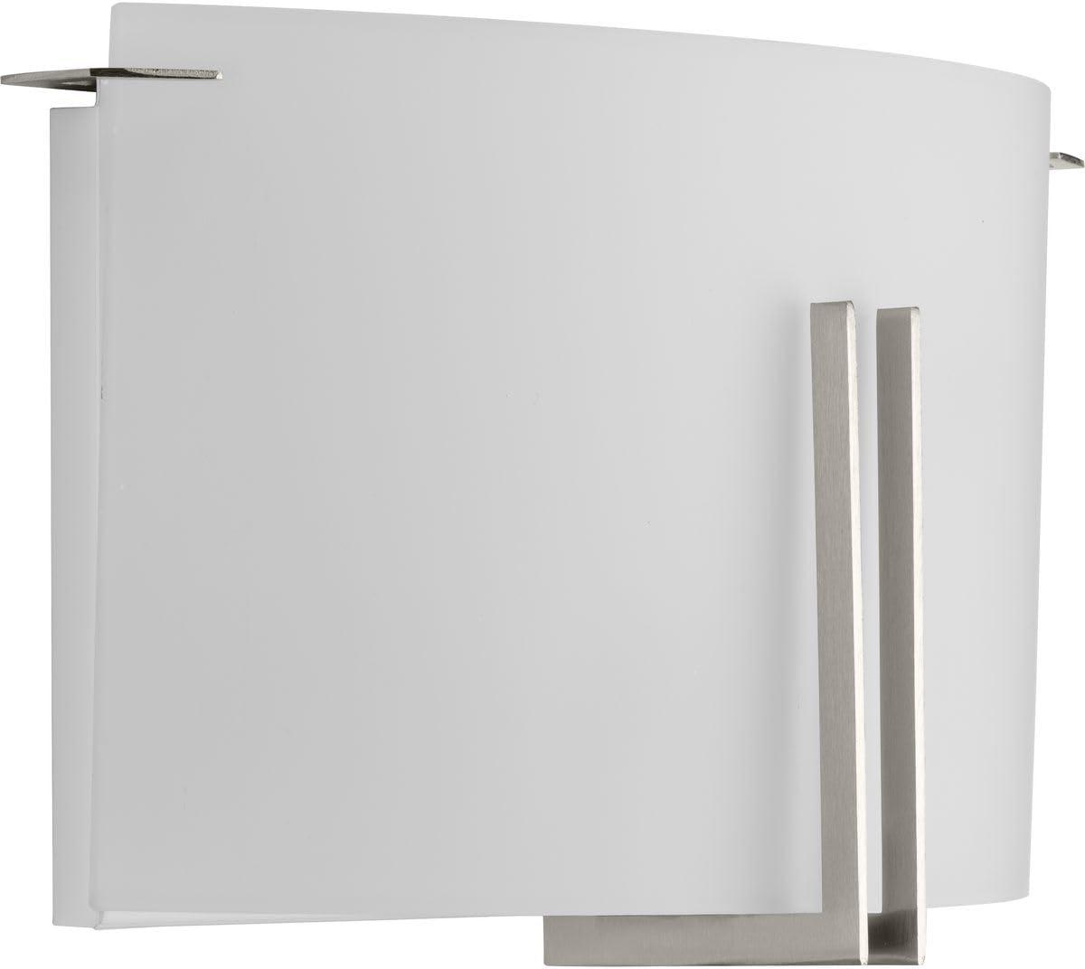 Progress Lighting, Modern Glass Collection, 2-Light Wall Sconce, Brushed Nickel, Etched Glass, Steel.