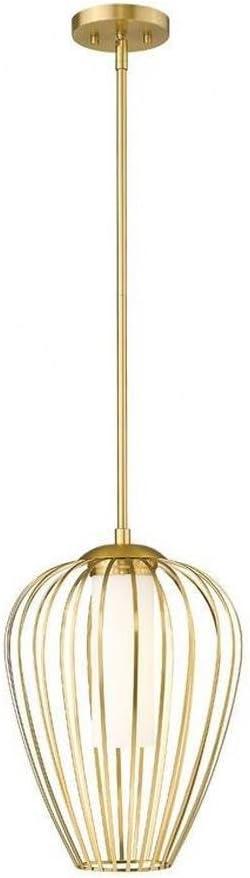 Modern Gold 12" Glass Pendant Light with Opal Shade