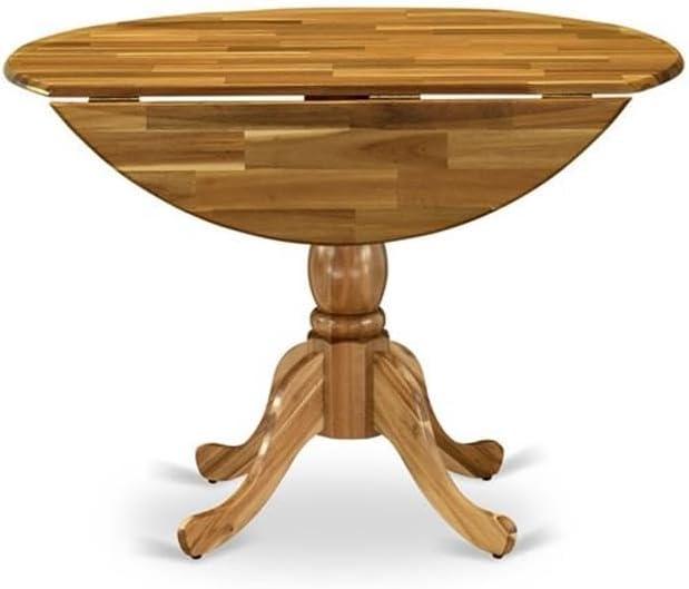 East West Furniture Dublin Wood Dining Table with Pedestal Legs in Natural