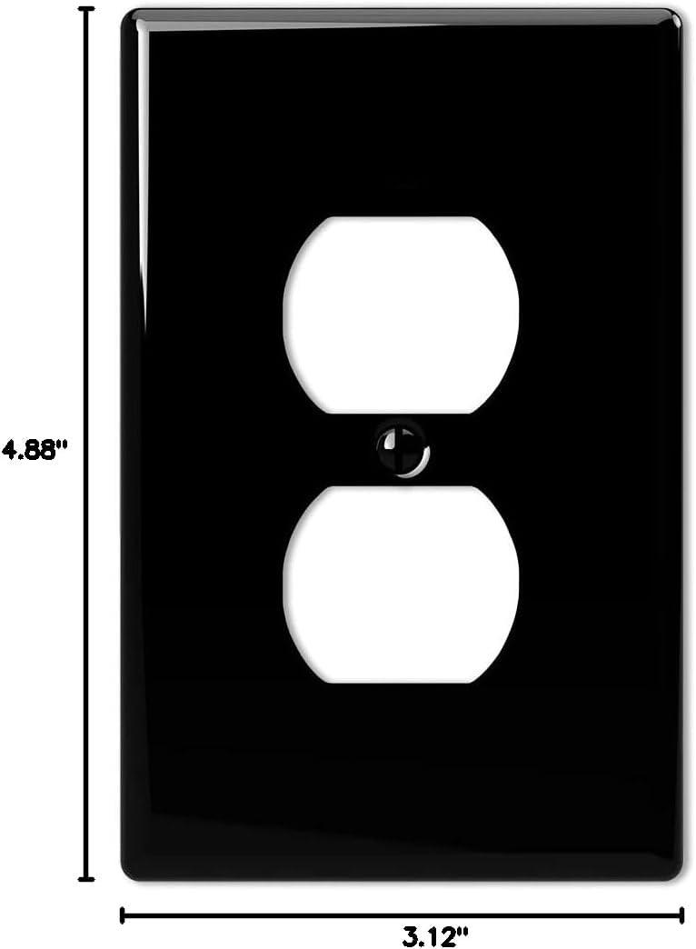 Amerelle 3000DBK Metro Wallplate, 1 Duplex, Ceramic, Black, 1-Pack