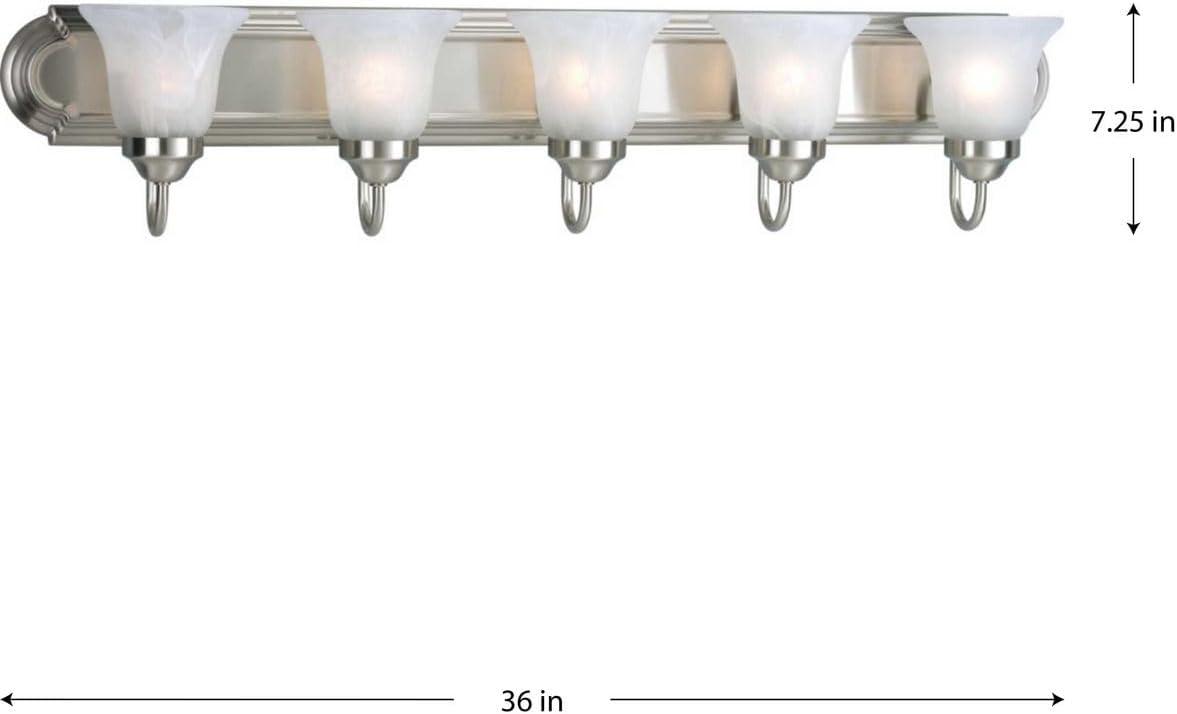 Progress Lighting Builder 5-Light Bath Bracket, Brushed Nickel, Alabaster Glass