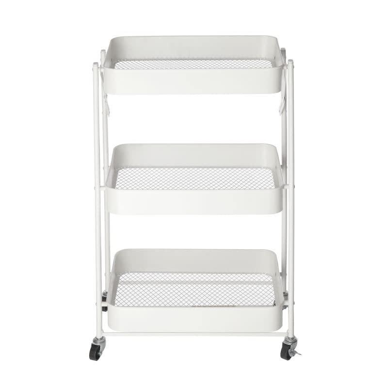 Urban Shop Folding 3 Tier Rolling Cart, White