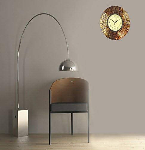 LuLu Decor, 19" Baltic Amber Mosaic Wall Clock with 9.5" Brown Arabic Glass Dial, 4.50" Mosaic Border, Silent Non-ticking Quartz, Perfect for Housewarming Gift