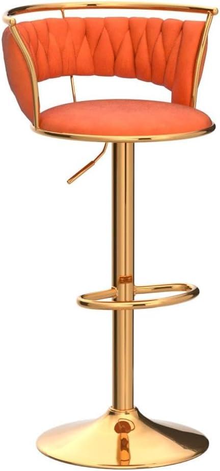 Modern Velvet Adjustable Swivel Bar Stools Set of 2 Orange