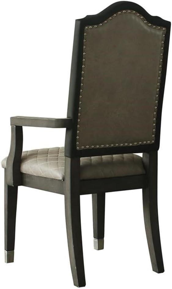 21.7" House Beatrice Two-Tone Accent Chair Gray Fabric/Charcoal Finish - Acme Furniture