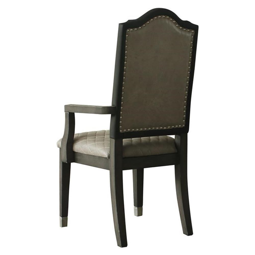 21.7" House Beatrice Two-Tone Accent Chair Gray Fabric/Charcoal Finish - Acme Furniture