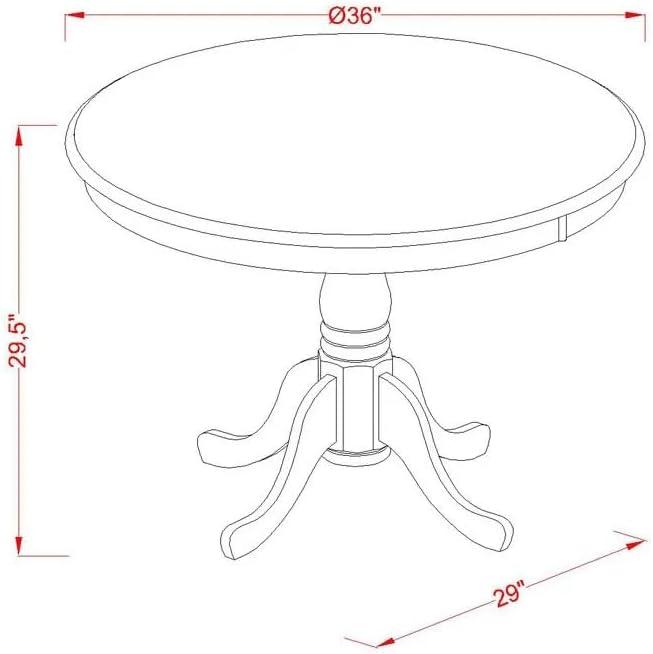 HomeStock Victorian Vintage 5Pc Round 36 Inch Table And 4 Vertical Slatted Chairs