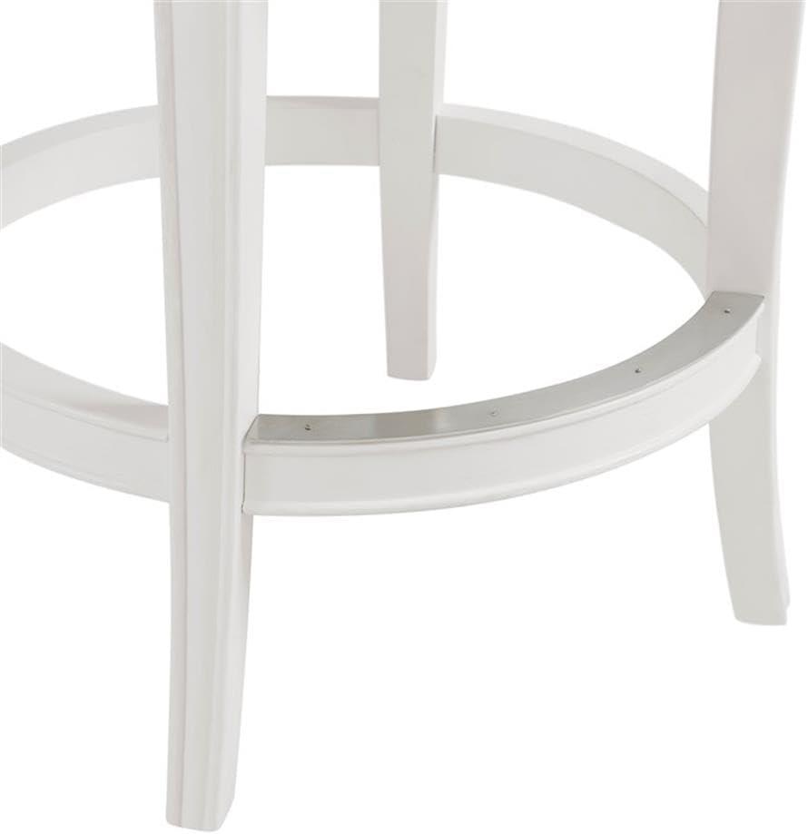 Hanover Swivel Counter Height Bar Stool, 26-Inch Seat Height, White and Gray, Solid Rubberwood Frame with Faux Leather Upholstery, Nailhead Trim, Memory Return Swivel Mechanism