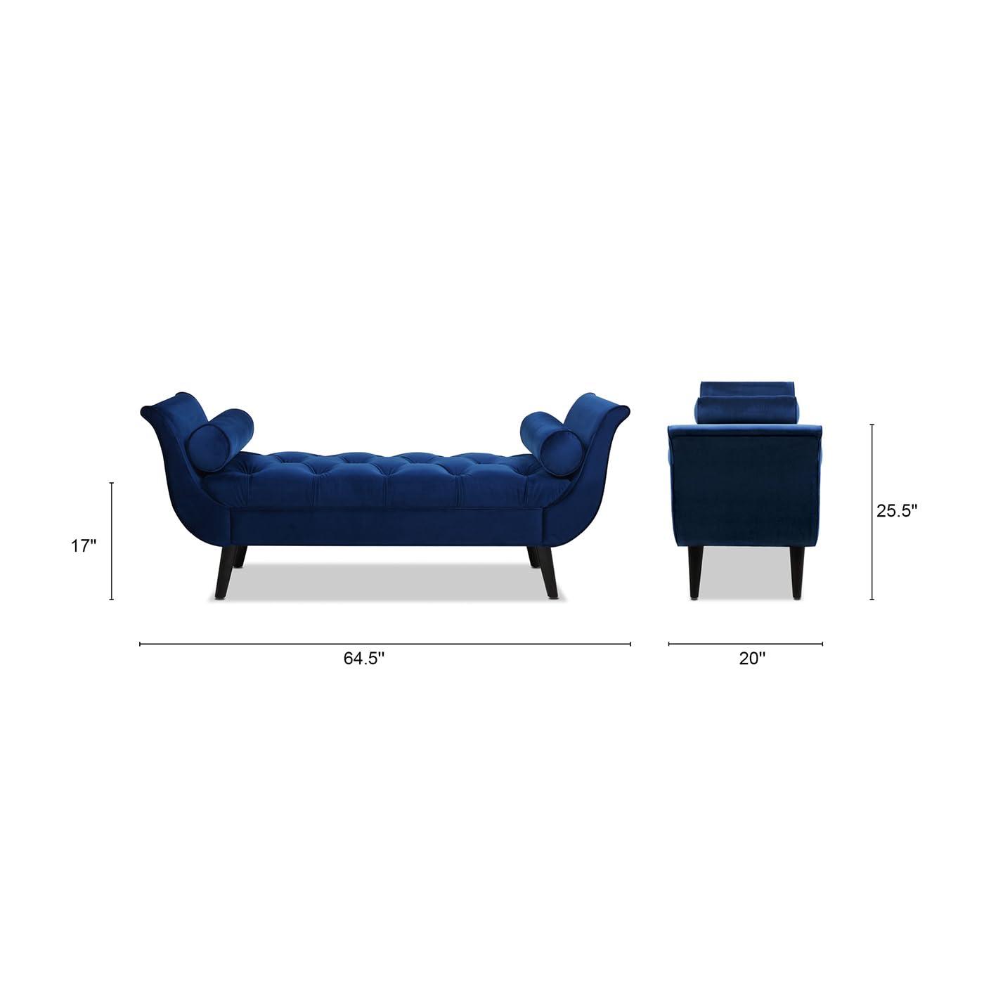 Alma Tufted Flared Arm Entryway Bench Navy Blue